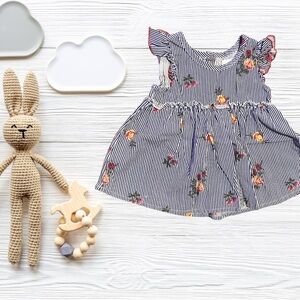 BCBGirls Striped Dress with Floral Embroidery